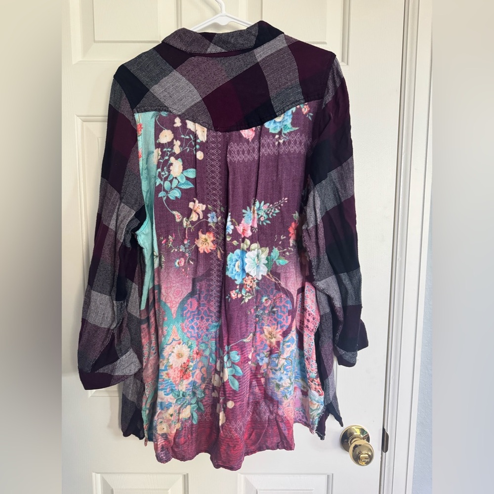 Tolani Plaid Shirt - Burgundy and Black